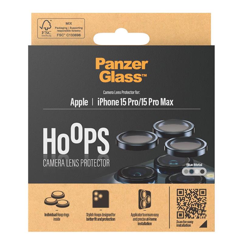 PanzerGlass ochranné sklo Hoops pre iPhone 15 Pro/15 Pro Max - Blue Metal