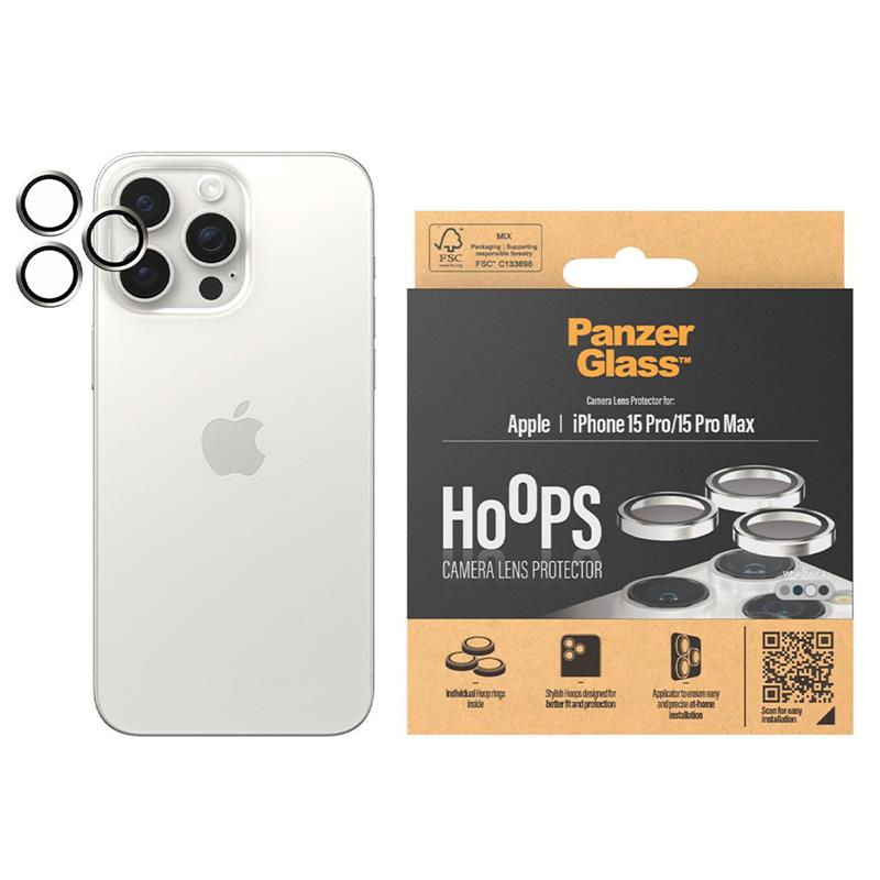 PanzerGlass ochranné sklo Hoops pre iPhone 15 Pro/15 Pro Max - White Metal
