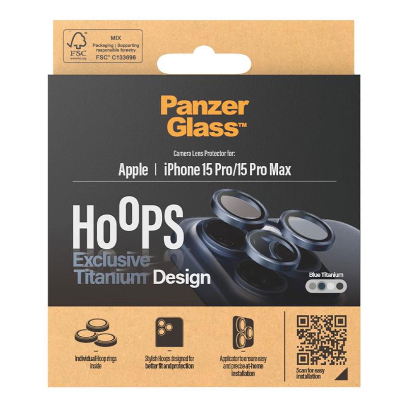 PanzerGlass ochranné sklo Hoops pre iPhone 15 Pro/15 Pro Max - Blue Titanium