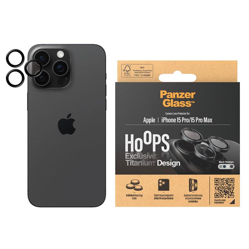 PanzerGlass ochranné sklo Hoops pre iPhone 15 Pro/15 Pro Max - Black Titanium