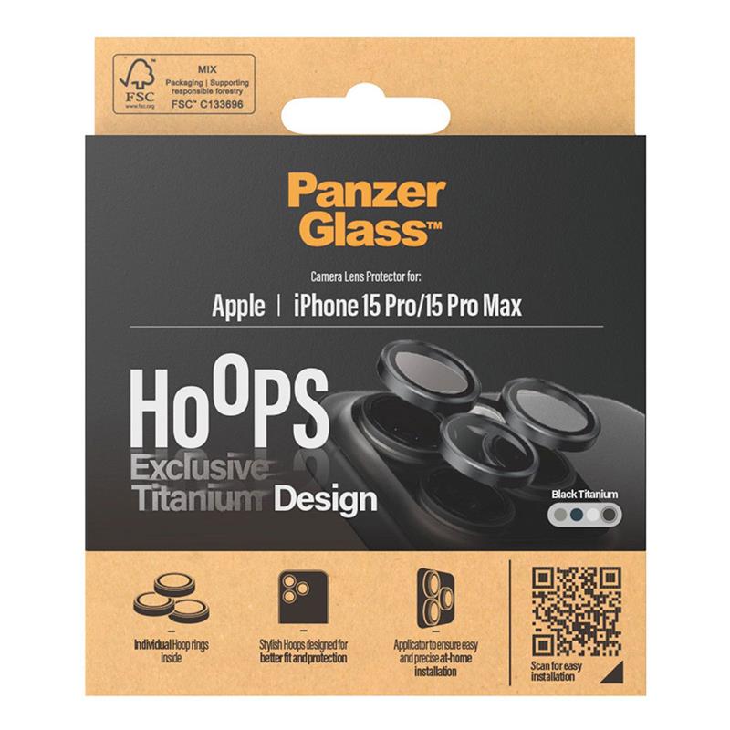 PanzerGlass ochranné sklo Hoops pre iPhone 15 Pro/15 Pro Max - Black Titanium