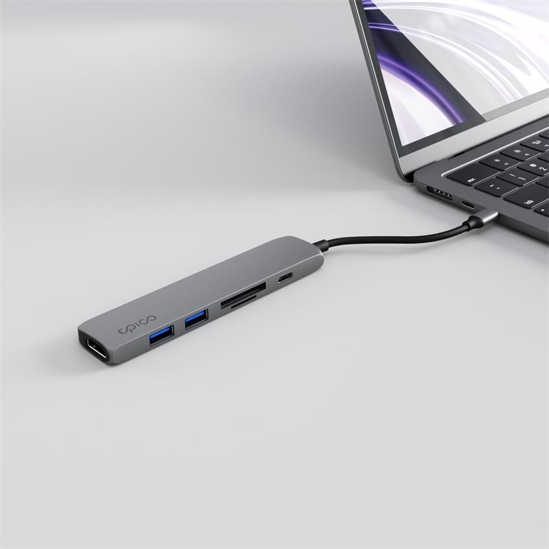 iStores by Epico 6in1 Aluminium Hub 8K with USB-C connector - space gray