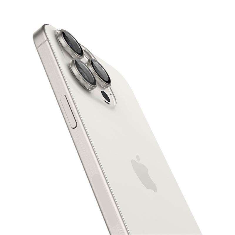 Spigen Optik Pro Lens Protector pre iPhone 15 Pro/15 Pro Max - White Titanium