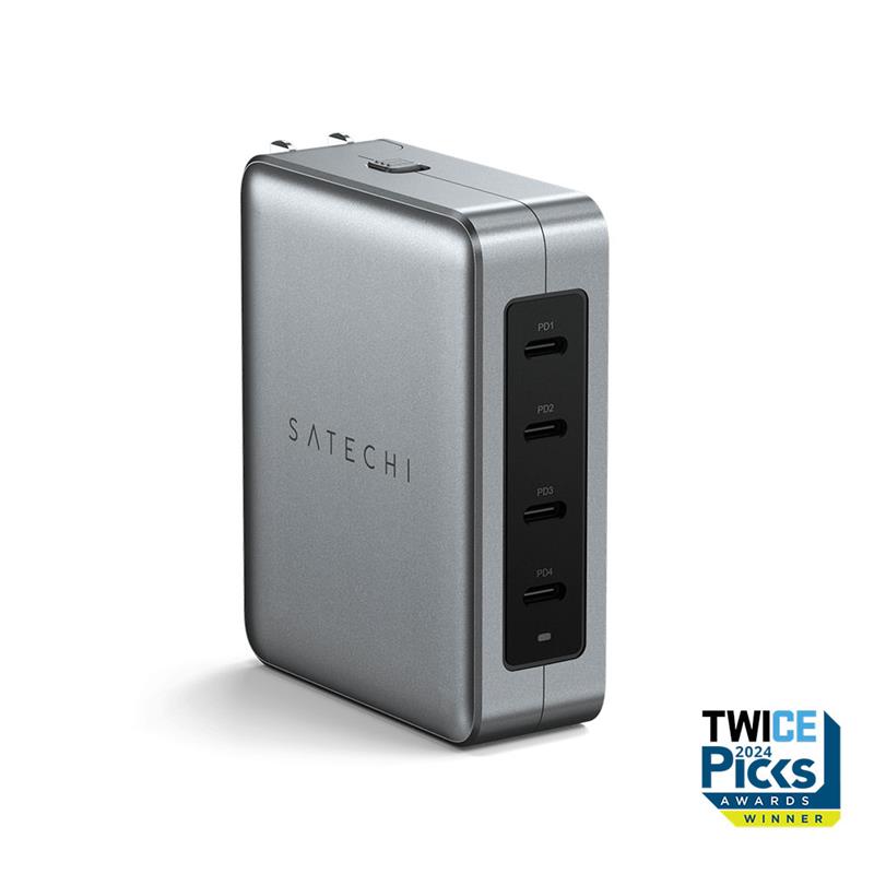 Satechi USB-C 145W 4-Port PD GaN Travel Charger - Space Gray