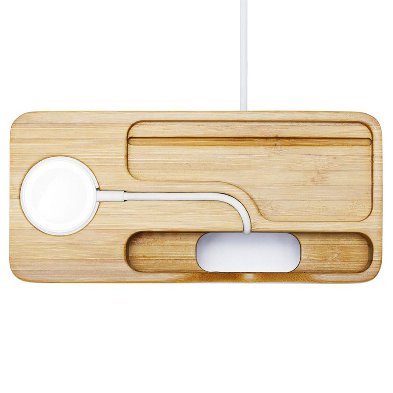 Spigen stojan S370 Apple Watch + Phone Wood Stand - Brown