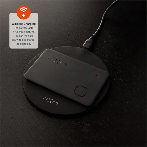 Fixed Tag Card Smart Tracker s podporou Find My, bezdrôtové nabíjanie, čierny