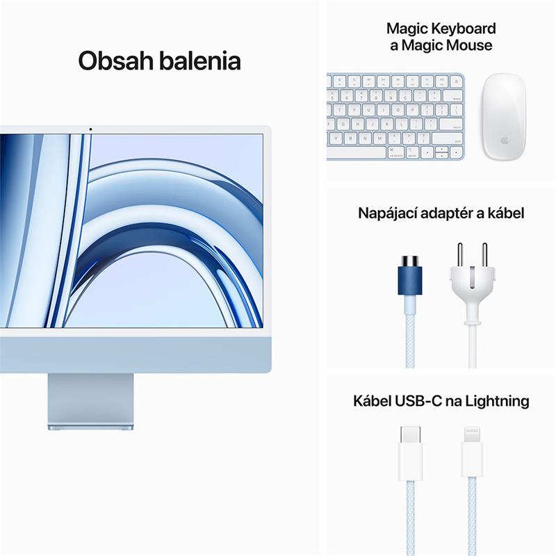 CTO iMac 24" 4.5K Apple M3 8C CPU 8C GPU 8GB 256GB Modrý NUM SK