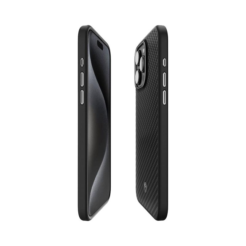 Spigen kryt Enzo Aramid Magsafe pre iPhone 15 Pro - Matte Black