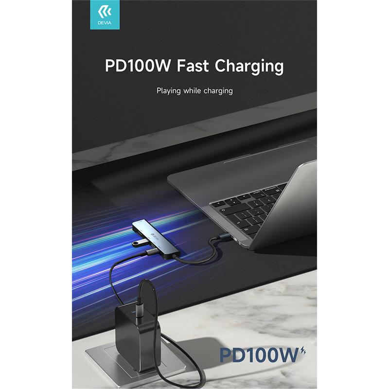 Devia USB-C Hub Leopard Series 5-in-1 EC135 - Deep Gray