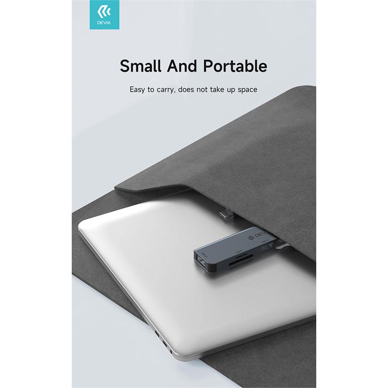 Devia USB-C Hub Leopard Series 5-in-1 EC135 - Deep Gray