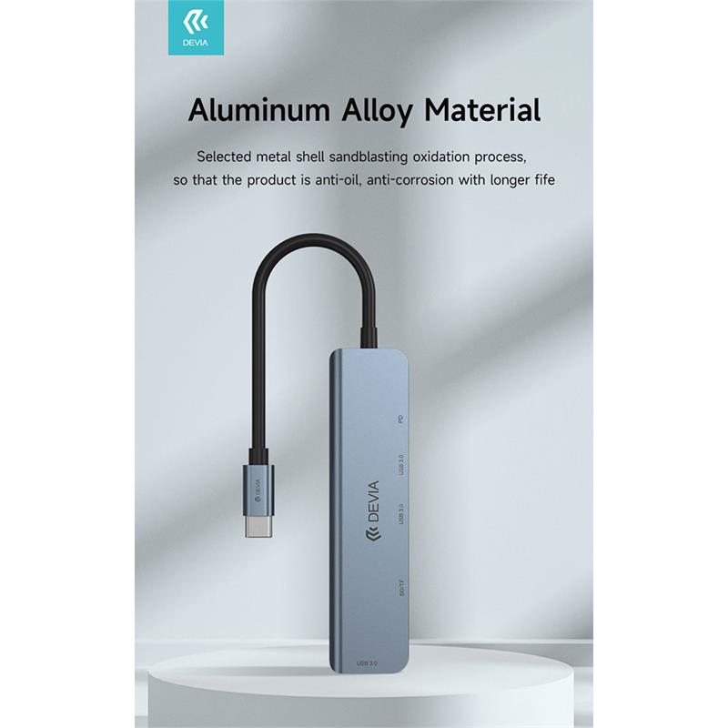 Devia USB-C Hub Leopard Series 5-in-1 EC135 - Deep Gray