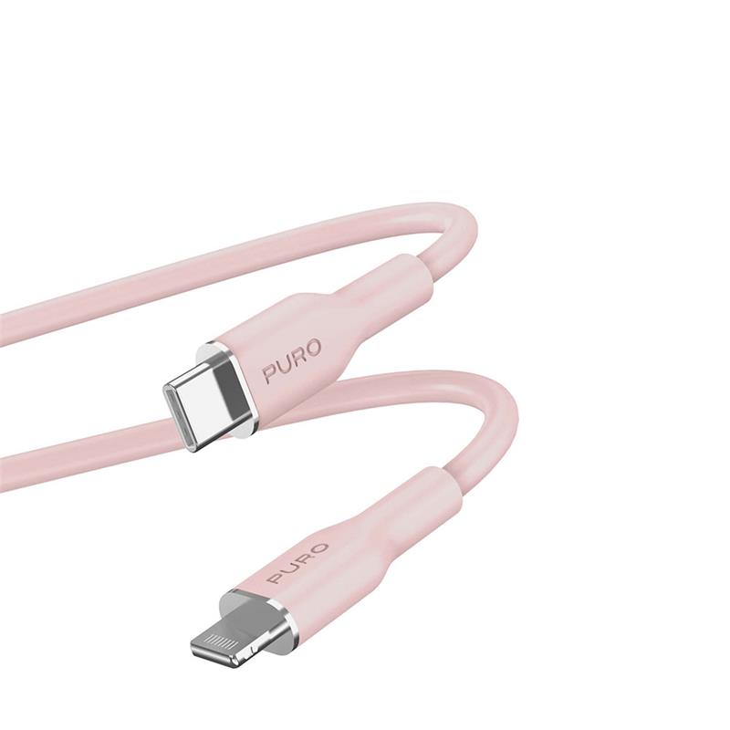 Puro kábel Soft Silicone Cable USB-C to Lightning 1.5m - Pink