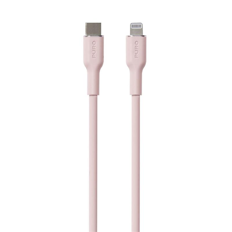 Puro kábel Soft Silicone Cable USB-C to Lightning 1.5m - Pink