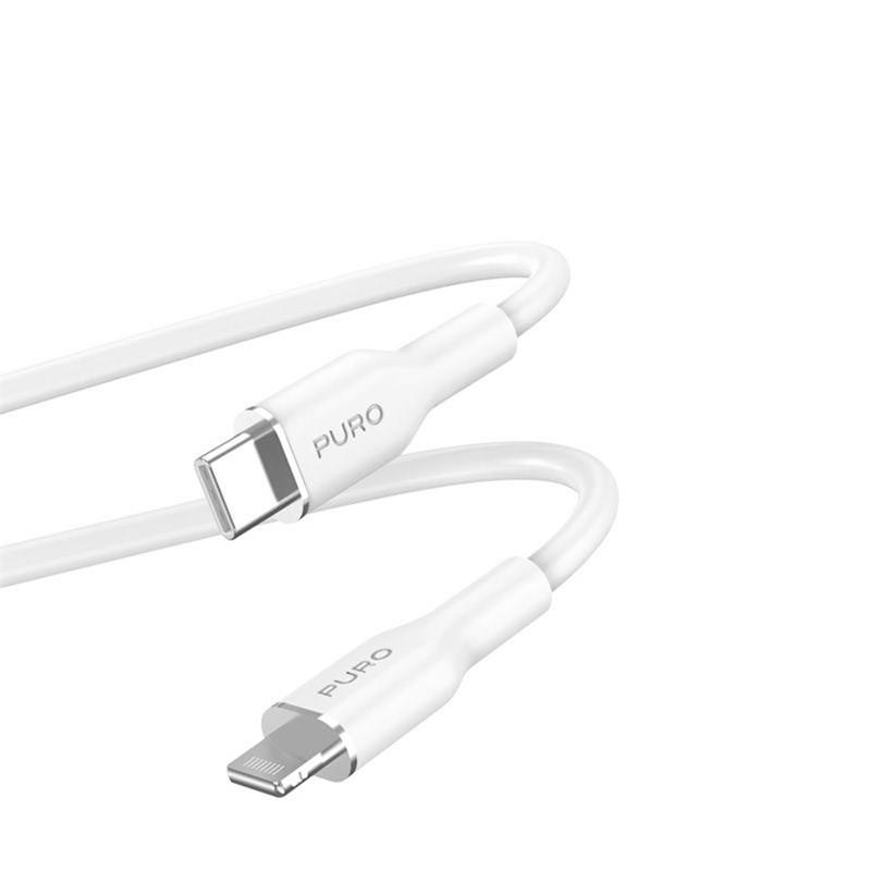 Puro kábel Soft Silicone Cable USB-C to Lightning 1.5m - White