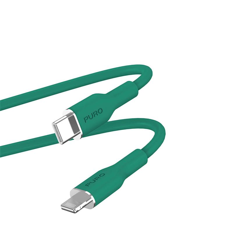 Puro kábel Soft Silicone Cable USB-C to Lightning 1.5m - Green