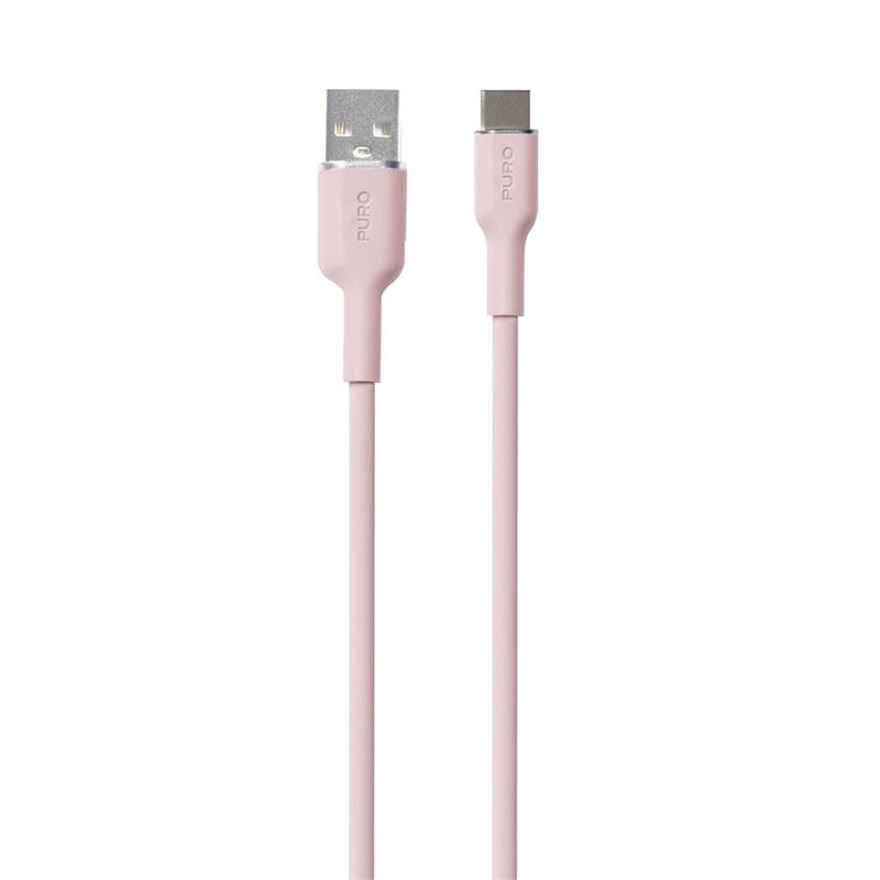 Puro kábel Soft Silicone Cable USB-A to USB-C 1.5m - Rose