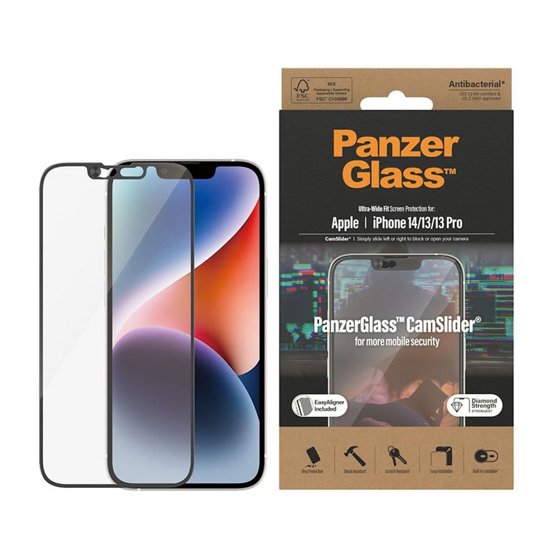 PanzerGlass ochranné sklo Camslider AB pre iPhone 14/13/13 Pro - Black Frame