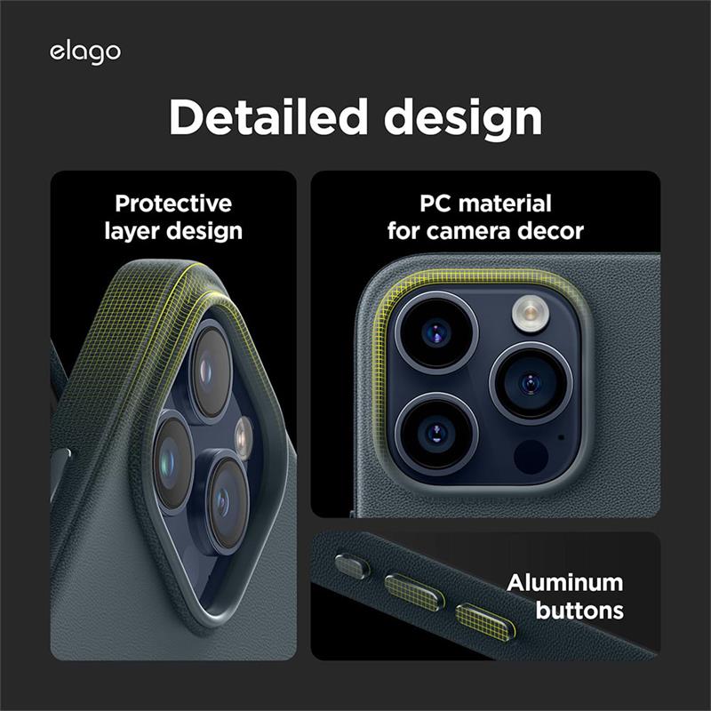 Elago kryt Leather Case Magsafe pre iPhone 15 Pro - Jean Indigo