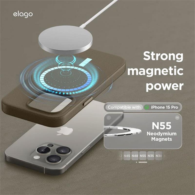 Elago kryt Leather Case Magsafe pre iPhone 15 Pro - Taupe