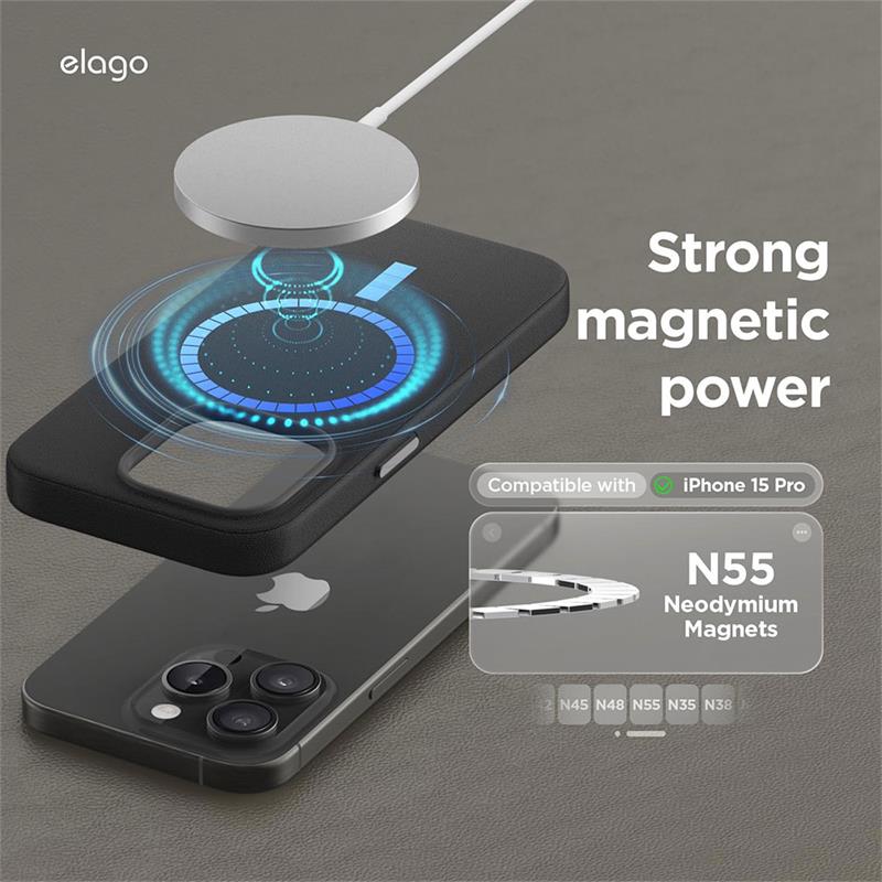 Elago kryt Leather Case Magsafe pre iPhone 15 Pro Max - Black