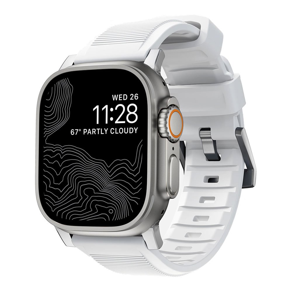 Nomad remienok Rugged Strap pre Apple Watch 44/45/49mm - White/Silver Hardware