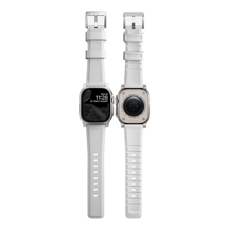 Nomad remienok Rugged Strap pre Apple Watch 44/45/49mm - White/Silver Hardware
