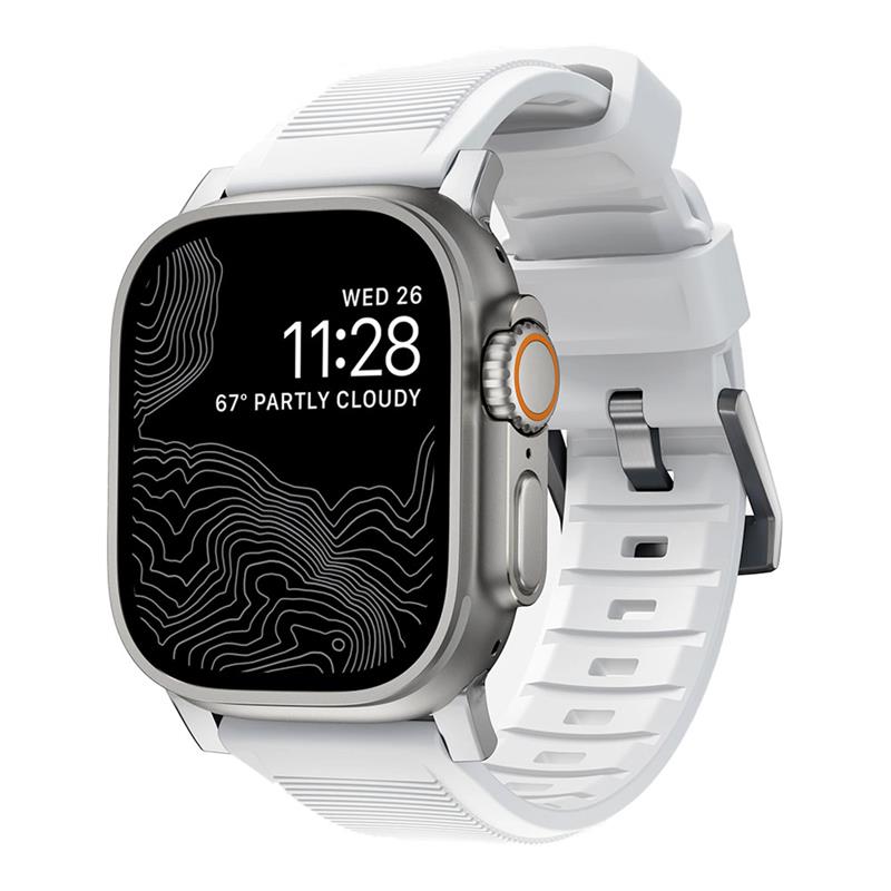 Nomad remienok Rugged Strap pre Apple Watch 44/45/49mm - White/Silver Hardware
