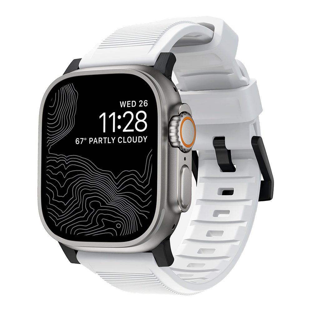 Nomad remienok Rugged Strap pre Apple Watch 44/45/49mm - White/Black Hardware