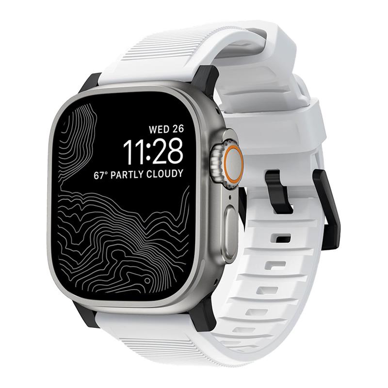Nomad remienok Rugged Strap pre Apple Watch 44/45/49mm - White/Black Hardware