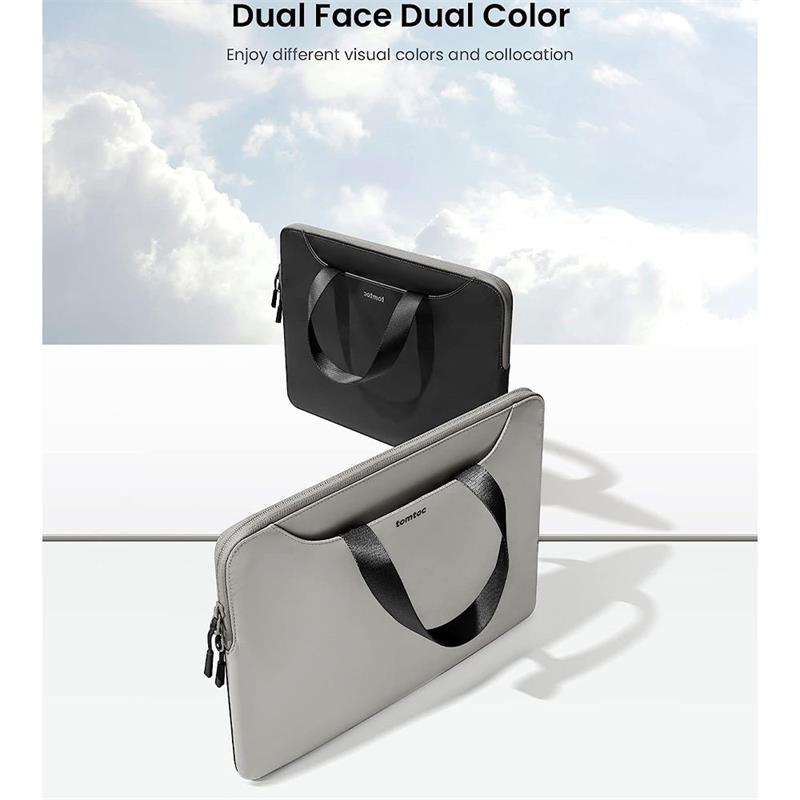 Tomtoc Light Dual-color Slim Laptop Handbag 13,5" - Gray/Gray