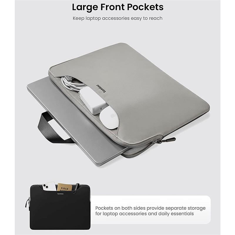Tomtoc Light Dual-color Slim Laptop Handbag 13,5" - Gray/Gray