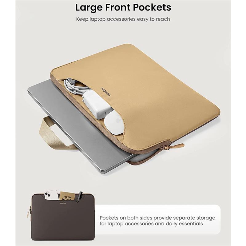 Tomtoc Light Dual-color Slim Laptop Handbag 13,5 " - Cookie/Gold