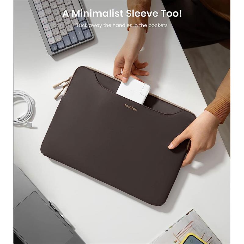 Tomtoc Light Dual-color Slim Laptop Handbag 13,5 " - Cookie/Gold