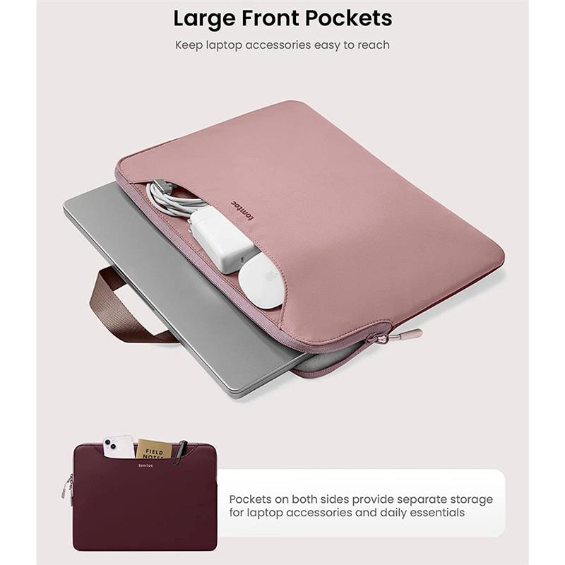 Tomtoc Light Dual-color Slim Laptop Handbag 13,5" - Raspberry/Pink