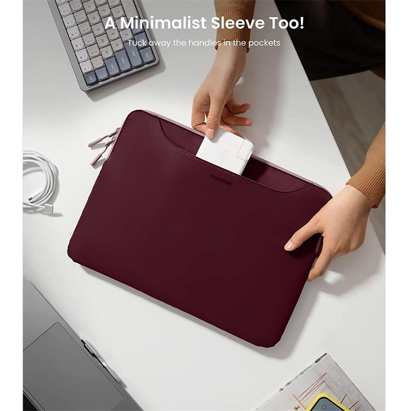 Tomtoc Light Dual-color Slim Laptop Handbag 13,5" - Raspberry/Pink