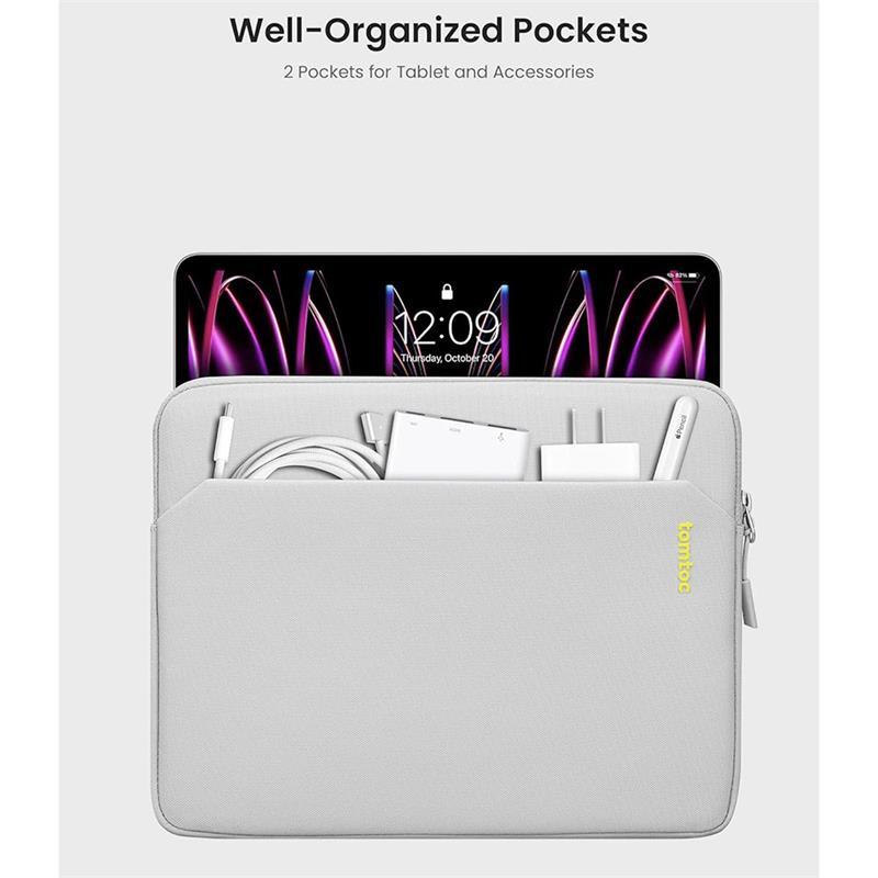 Tomtoc puzdro Light Sleeve pre iPad Pro 12.9"/Pro 13"/Air 13" - Light Gray