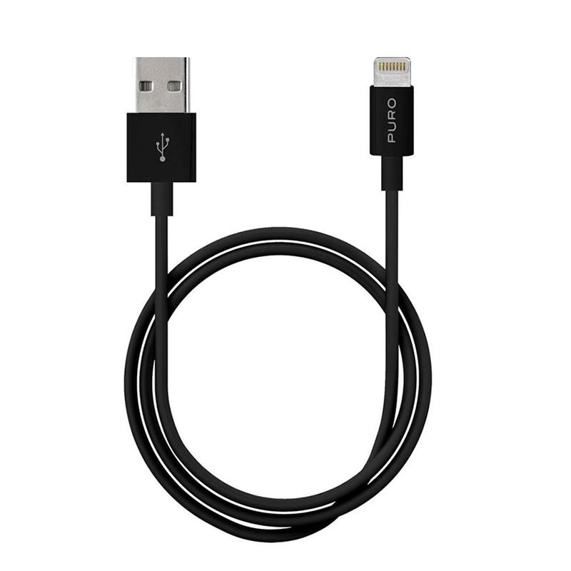 Puro kábel Plain Cable USB-A to Lightning 1m - Black