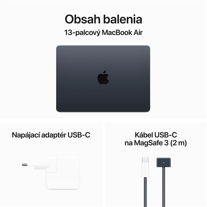 MacBook Air 13" Apple M3 8C CPU 10C GPU 8GB 512GB Polnočný SK