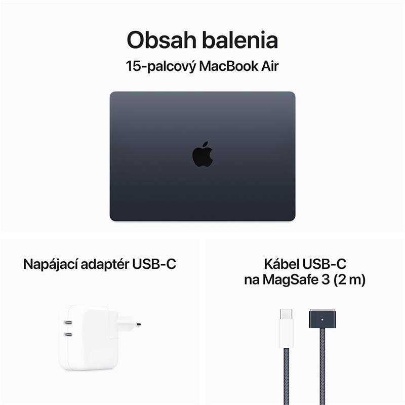 MacBook Air 15" Apple M3 8C CPU 10C GPU 8GB 256GB Polnočný SK