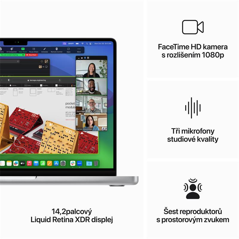 MacBook Pro 14" Apple M3 8core CPU 10core GPU 16GB 1TB Stříbrný CZ