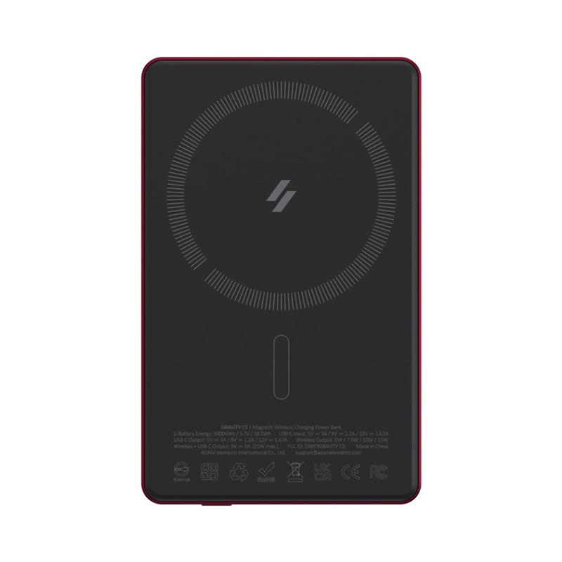 Adam Elements Magnetic Wireless Powerbank Gravity C5 5.000 mAh - Red