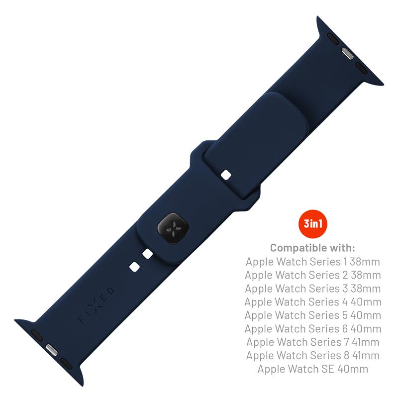 FIXED Silicone Sporty Strap pro Apple Watch 41/40/38 mm, modrý