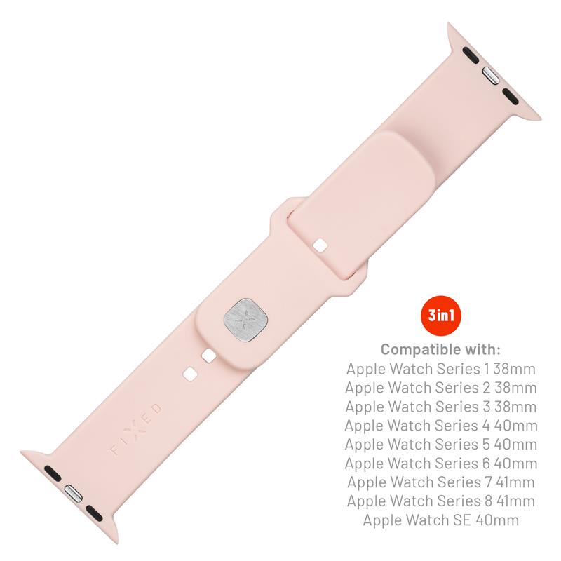 FIXED Silicone Sporty Strap pro Apple Watch 41/40/38 mm, růžový