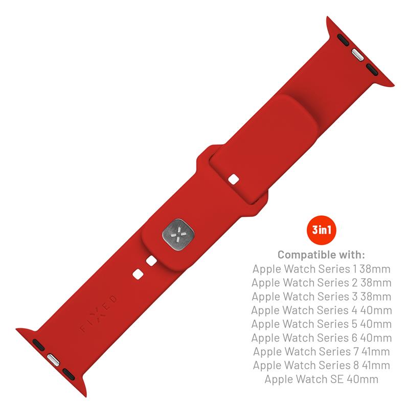 FIXED Silicone Sporty Strap pro Apple Watch 41/40/38 mm, červený