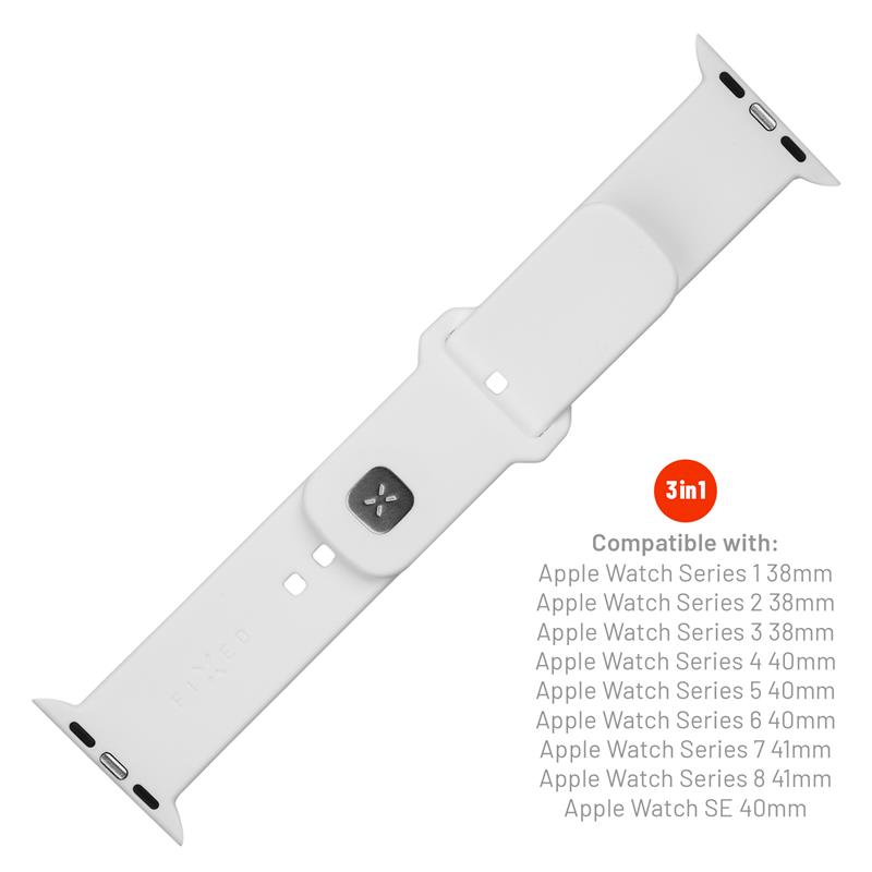 FIXED Silicone Sporty Strap pro Apple Watch 41/40/38 mm, bílý