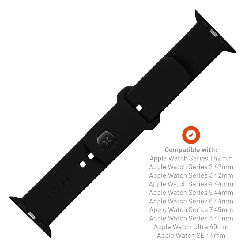 FIXED Silicone Sporty Strap pro Apple Watch 45/44/42 mm, černý