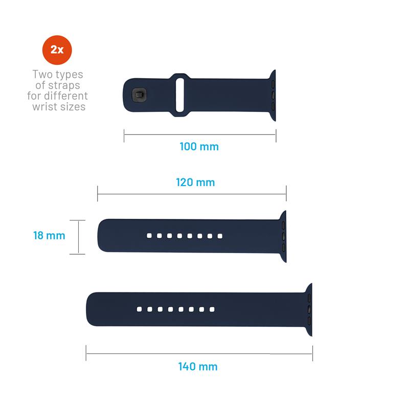 FIXED Silicone Sporty Strap pro Apple Watch 45/44/42 mm, modrý