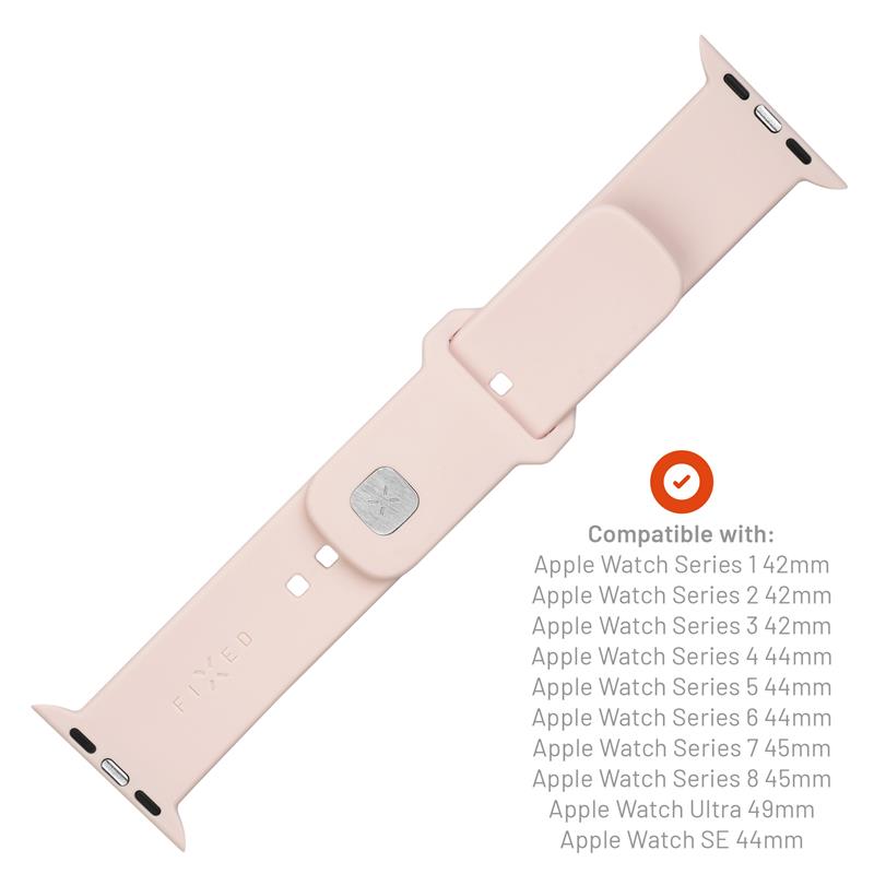 FIXED Silicone Sporty Strap pro Apple Watch 45/44/42 mm, růžový