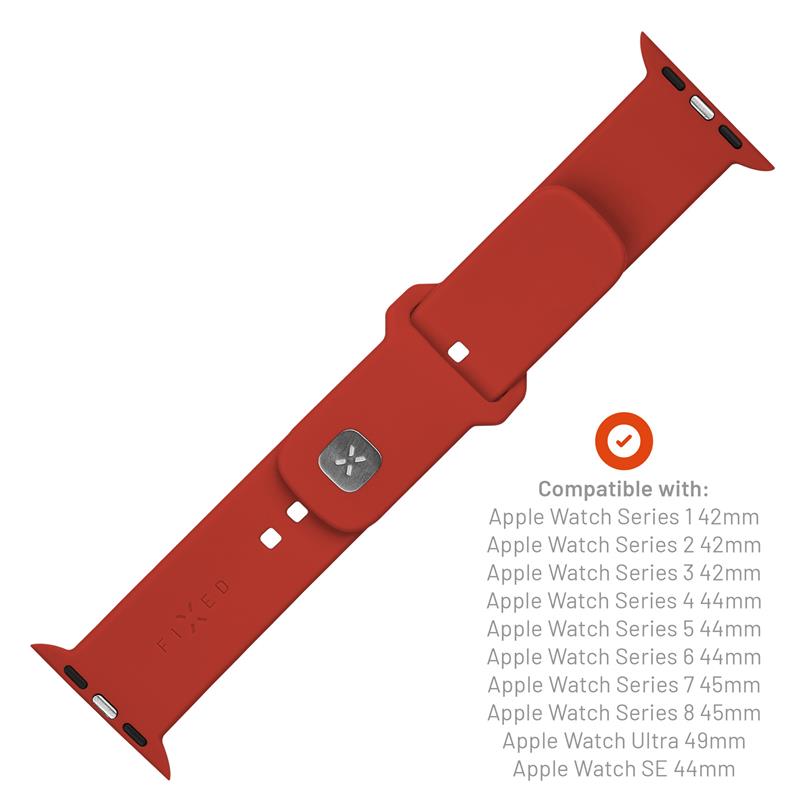 FIXED Silicone Sporty Strap pro Apple Watch 45/44/42 mm, červený