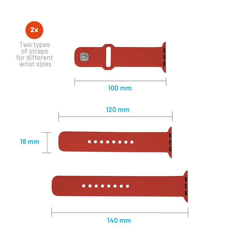 FIXED Silicone Sporty Strap pro Apple Watch 45/44/42 mm, červený